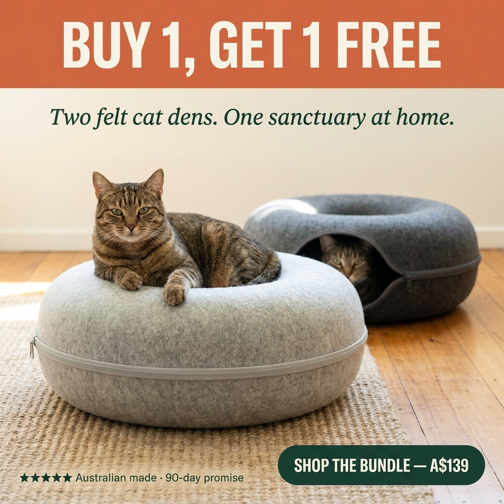 The Moggy Den™ — 3-in-1 Felt Cat Den